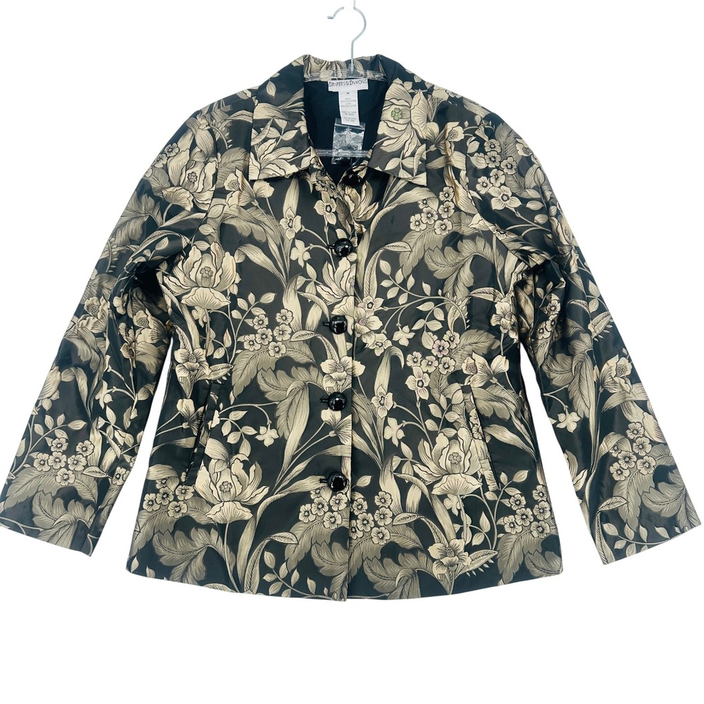 Draper's‎ & Damon's Floral Jacket Blazer Gray Beige NWOT Size M